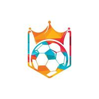 design de logotipo de vetor de rei de futebol. design de ícone de futebol e coroa.