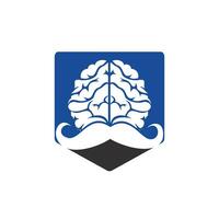 modelo de design de logotipo de vetor de mente de bigode. conceito de logotipo de cérebro inteligente.