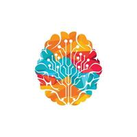 design de logotipo de vetor de tecnologia cerebral. modelo de logotipo de cérebro robótico.