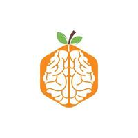 design de logotipo de vetor de cérebro laranja. logotipo de um cérebro de estilo de frutas.