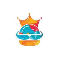 design de logotipo de vetor de hambúrguer rei. hambúrguer com conceito de logotipo de ícone de coroa e bigode.