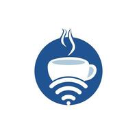 xícara de café com logotipo de ícone vetorial wifi. modelo de design de logotipo criativo para café ou restaurante. vetor