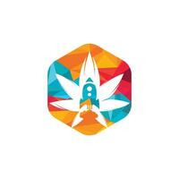 design de logotipo de vetor de foguete de cannabis. modelo de design de logotipo exclusivo de cannabis e nave espacial.