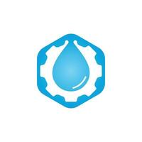 gota de água com design de conceito de logotipo de engrenagem. logotipo natural. logotipo de energia da água. vetor