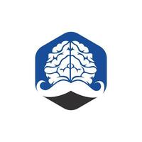 modelo de design de logotipo de vetor de mente de bigode. conceito de logotipo de cérebro inteligente.