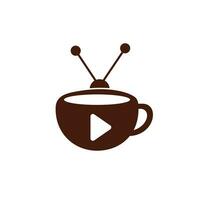 design de logotipo de vetor de televisão de café. caneca de café e conceito de logotipo de ícone de televisão.