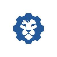 design de logotipo de vetor de engrenagem de leão criativo. conceito de logotipo de tecnologia de leão.