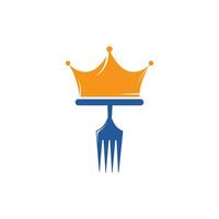 design de logotipo de vetor de comida rei. garfo com coroa para design de modelo de logotipo de restaurante.