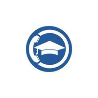modelo de design de logotipo de vetor de chamada de educação. chapéu de formatura e logotipo do ícone do aparelho.