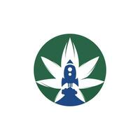 design de logotipo de vetor de foguete de cannabis. modelo de design de logotipo exclusivo de cannabis e nave espacial.