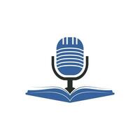 design de logotipo de vetor de livro de podcast. conceito de logotipo de podcast de educação.