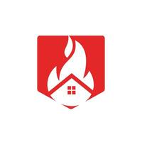 modelo de design de logotipo de vetor de fogo em casa. prevenindo o conceito de logotipo de alarme de incêndio ou incêndio.