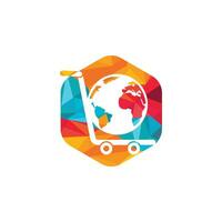 globo design de logotipo de vetor de carrinho de compras. conceito de design de logotipo de loja online.