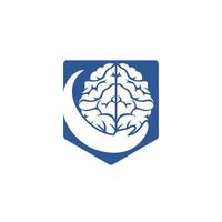 design de logotipo de vetor de cuidados com o cérebro. conceito de design de logotipo de cuidados inteligentes.