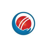 design de logotipo de vetor de cuidados de críquete. conceito de design de logotipo de seguro de críquete.
