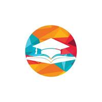 chapéu de formatura e modelo de logotipo de vetor de livro. conceito de logotipo de educação.