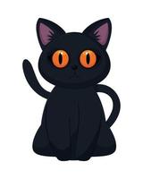 gato preto de halloween vetor