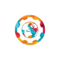 design de logotipo de vetor global de engrenagem. elemento de design de logotipo de ícone de planeta de engrenagem.