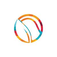 design de logotipo de vetor de folha de tênis. jogo e eco símbolo ou ícone. bola exclusiva e modelo de design de logotipo orgânico.