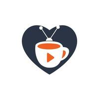 design de logotipo de vetor de televisão de café. caneca de café e conceito de logotipo de ícone de televisão.