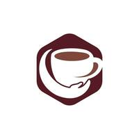 design de logotipo de vetor de cuidados com café. xícara de café e design de ícone de mão.