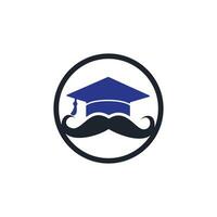 modelo de design de logotipo de educação forte. formatura de chapéu com design de ícone de bigode. vetor