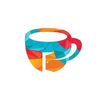 xícara de café e logotipo do ícone da porta de entrada. design de logotipo de vetor de café.