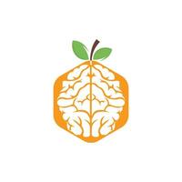 design de logotipo de vetor de cérebro laranja. logotipo de um cérebro de estilo de frutas.