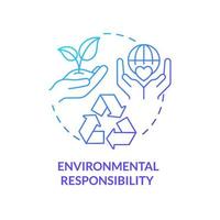 ícone de conceito gradiente azul de responsabilidade ambiental. tipo de ilustração de linha fina de idéia abstrata csr. integrando a sustentabilidade. desenho de contorno isolado. vetor