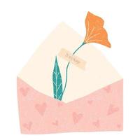 flor seca dentro do envelope isolado no fundo branco. ilustração vetorial vetor
