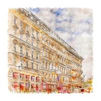 wien viena áustria esboço em aquarela ilustração desenhada à mão vetor