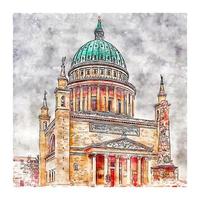 potsdam alemanha esboço em aquarela ilustração desenhada à mão vetor