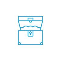 ícone de linha de baú de tesouro de vetor eps10 azul isolado no fundo branco. símbolo de tesouro aberto em um estilo moderno simples e moderno para o design do seu site, logotipo, pictograma e aplicativo móvel