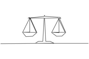 justiça escala um design de ilustração de linha contínua vetor