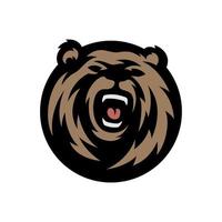 urso de cabeça em forma de círculo, ilustração de design de vetor de modelo de logotipo