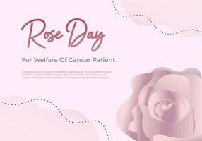 fundo de dia rosa para o bem-estar do paciente com câncer com flor roxa. vetor