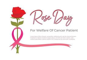 fundo de dia de rosas para o bem-estar da flor e da fita do paciente com câncer vetor