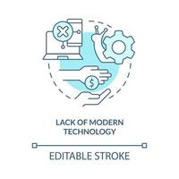 falta de ícone de conceito turquesa de tecnologia moderna. déficit monetário. problema nas escolas idéia abstrata ilustração de linha fina. desenho de contorno isolado. traço editável. vetor