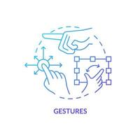 ícone de conceito gradiente azul de gestos. ilustração de linha fina de idéia abstrata de medição comportamental. reconhecimento dos movimentos das mãos. Método de autenticação. desenho de contorno isolado. vetor