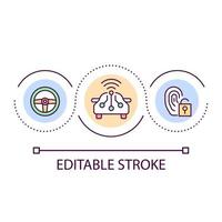 ícone do conceito de loop do sistema de segurança do veículo. digitalizações de impressão digital para ilustração de linha fina de ideia abstrata de controle de carro. tecnologia de reconhecimento. desenho de contorno isolado. traço editável. vetor