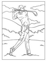 página de colorir de golfe para crianças vetor