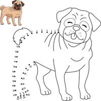 página para colorir isolada de cachorro pug ponto a ponto para crianças vetor