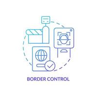 ícone de conceito gradiente azul de controle de fronteira. ilustração de linha fina de aplicação de tecnologia biométrica idéia abstrata. postos de controle de segurança. desenho de contorno isolado. vetor