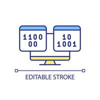 programando o ícone de cor rgb. código de máquina e linguagem. processamento de dados. engenharia da computação. ilustração vetorial isolado. desenho de linha preenchido simples. traço editável. vetor