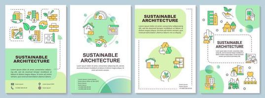 modelo de folheto de arquitetura verde. fontes sustentáveis de energia. design de folheto com ícones lineares. 4 layouts vetoriais para apresentação, relatórios anuais. vetor