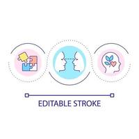 ícone de conceito de loop de habilidades de comunicação. fazer contatos. relacionamento saudável. ilustração de linha fina de idéia abstrata de mentalidade positiva. desenho de contorno isolado. traço editável. vetor
