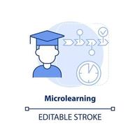 ícone de conceito azul claro de microlearning. nova habilidade, você pode aprender ilustração de linha fina de ideia abstrata. pequenos pedaços de conteúdo. desenho de contorno isolado. traço editável. vetor