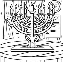 hanukkah menorah para colorir para crianças vetor