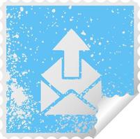 símbolo de adesivo de peeling quadrado angustiado sinal de e-mail vetor