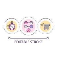 ícone de conceito de loop de compras rápido e conveniente. estrutura e rapidez da loja online. ilustração de linha fina de idéia abstrata de comércio eletrônico. desenho de contorno isolado. traço editável. vetor